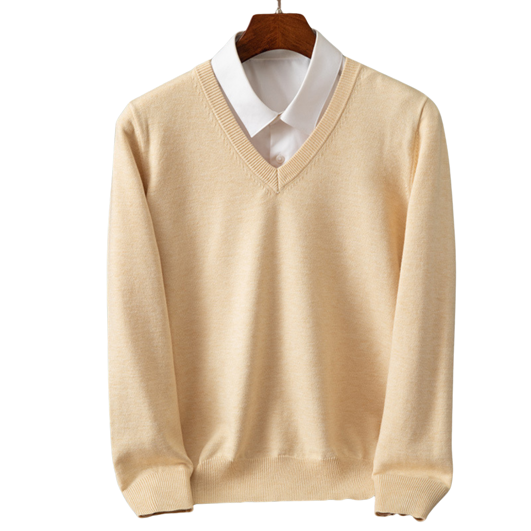 Elegante pullover in cashmere con scollo a V