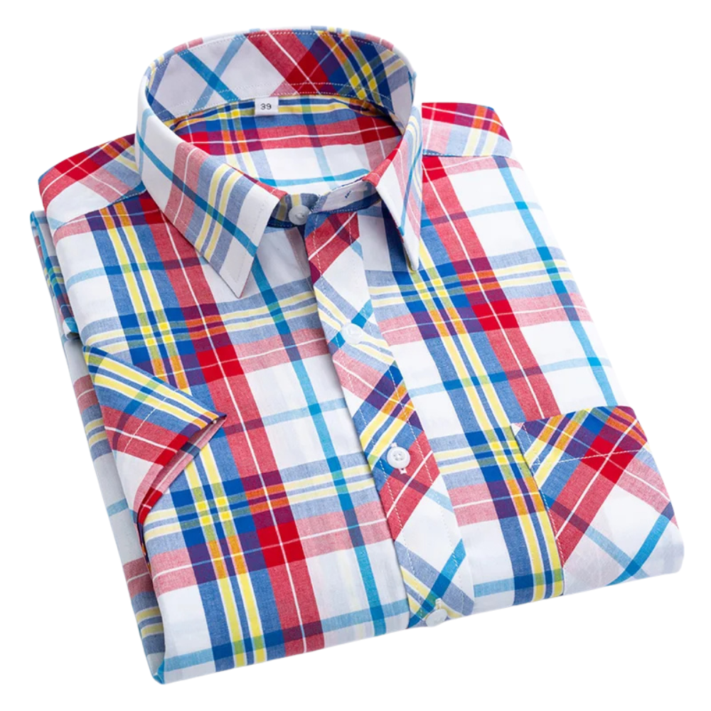 Camicia a maniche corte in cotone a scacchi