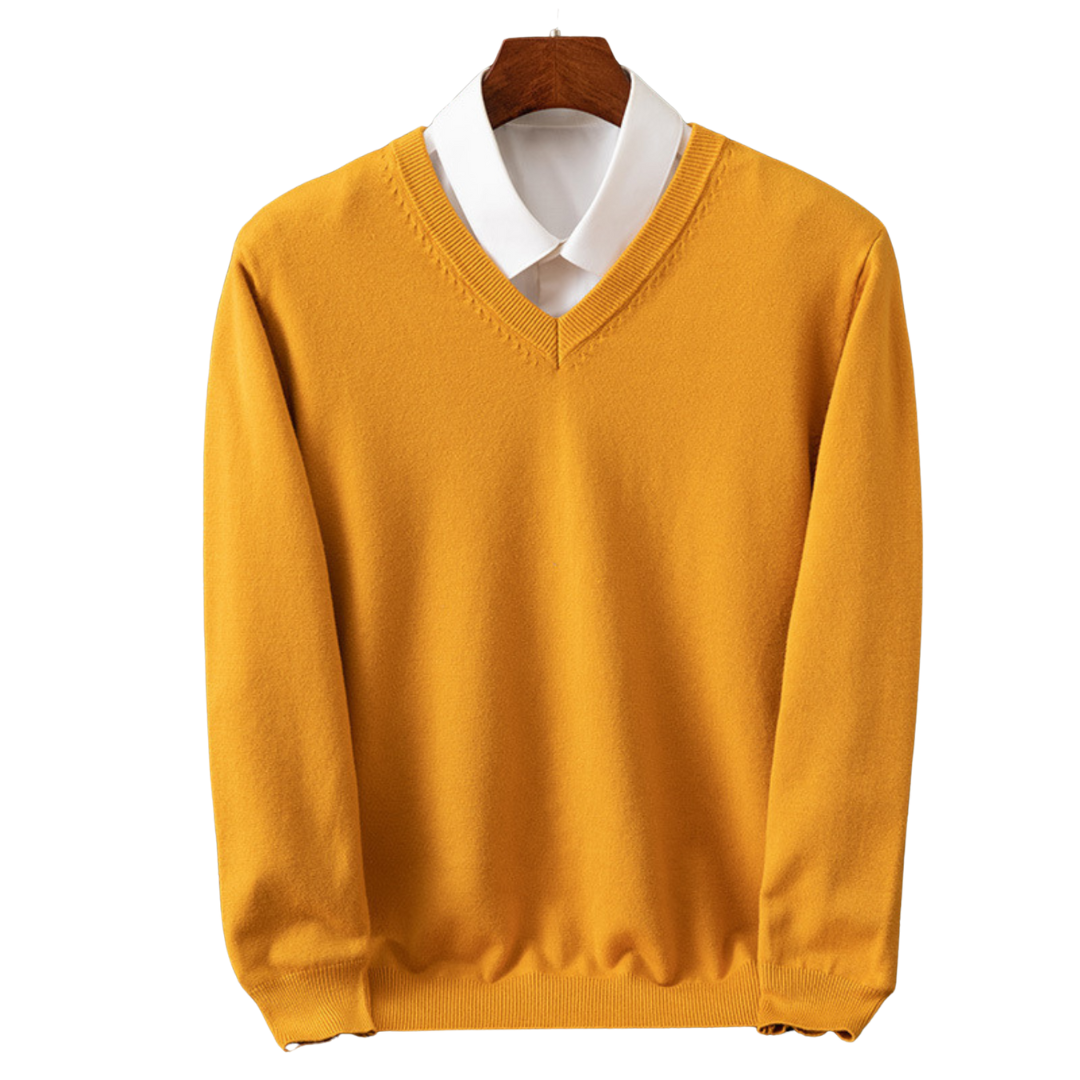 Elegante pullover in cashmere con scollo a V