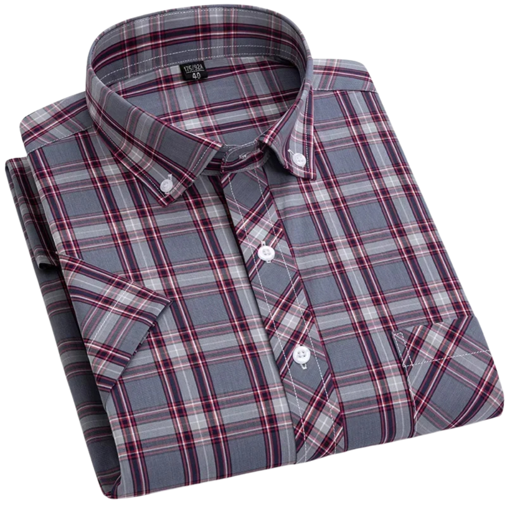 Camicia a maniche corte in cotone a scacchi