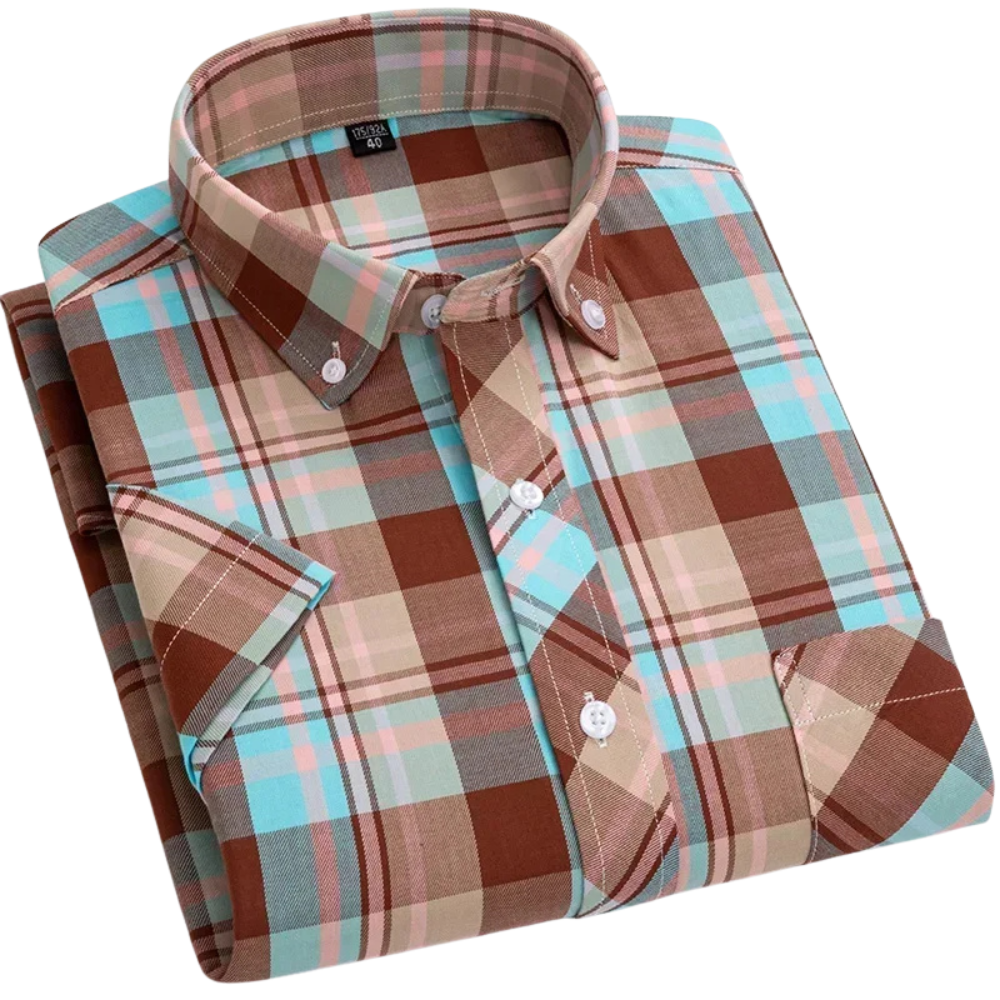 Camicia a maniche corte in cotone a scacchi