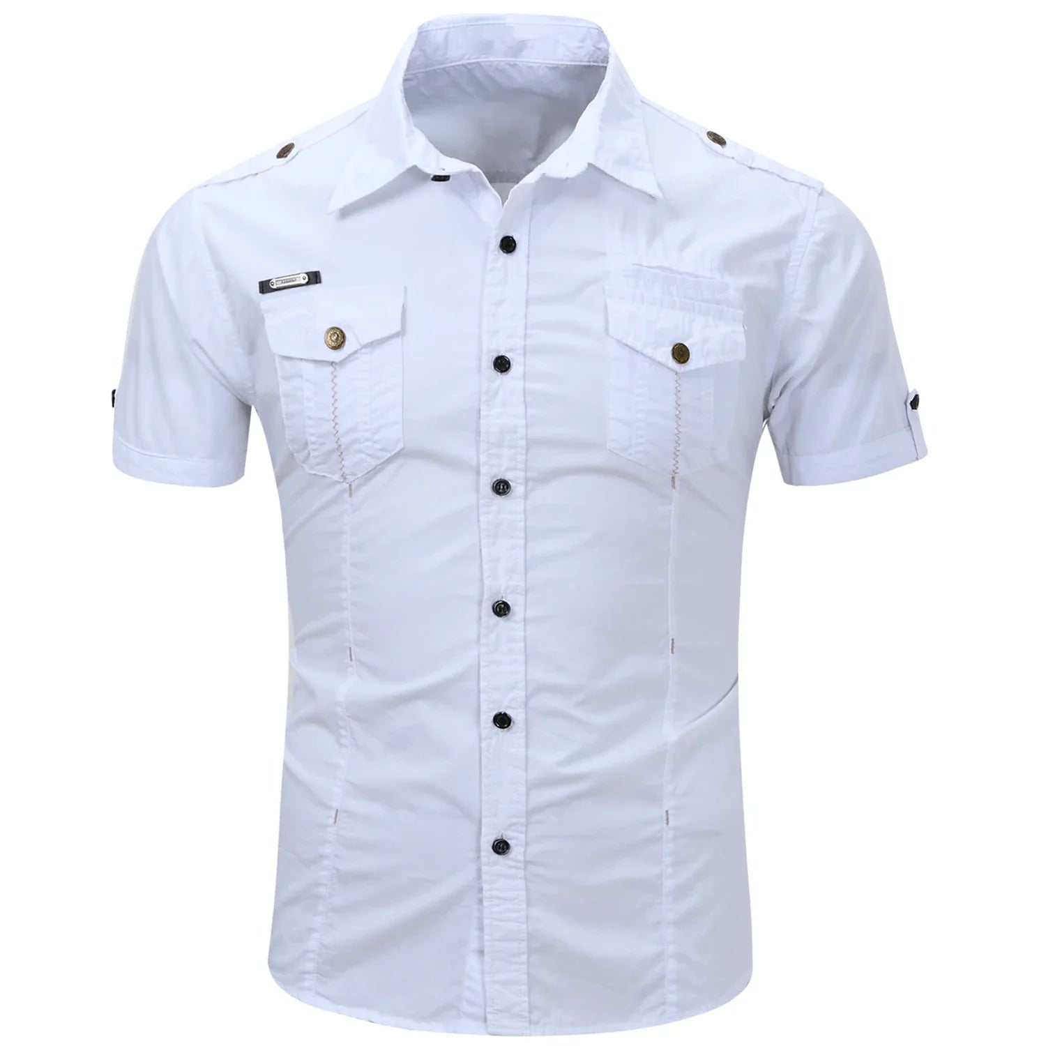 Camicia Cargo in cotone a maniche corte