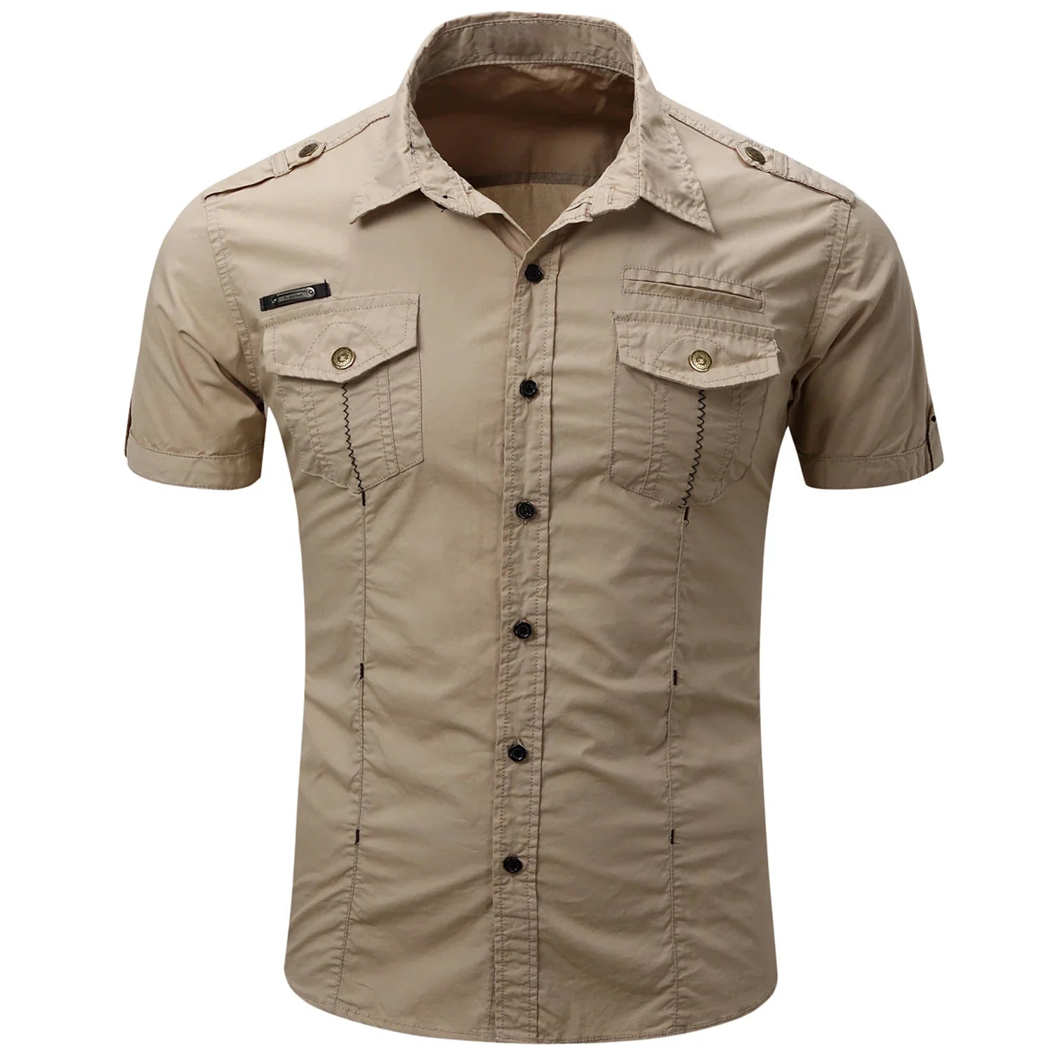 Camicia Cargo in cotone a maniche corte