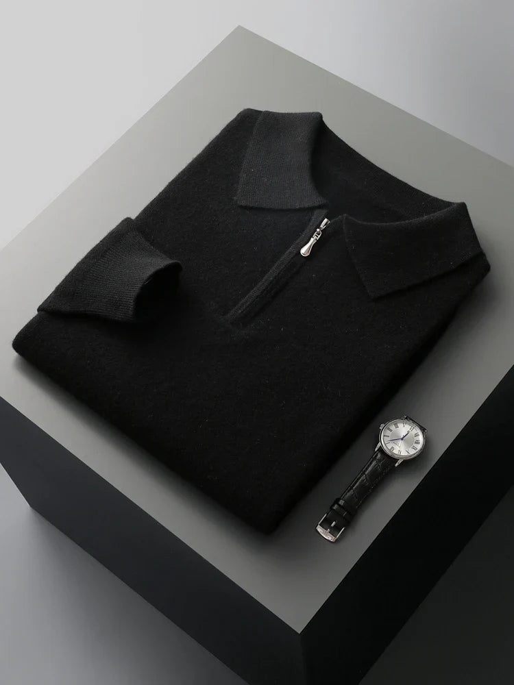 Elegante maglione polo in cashmere