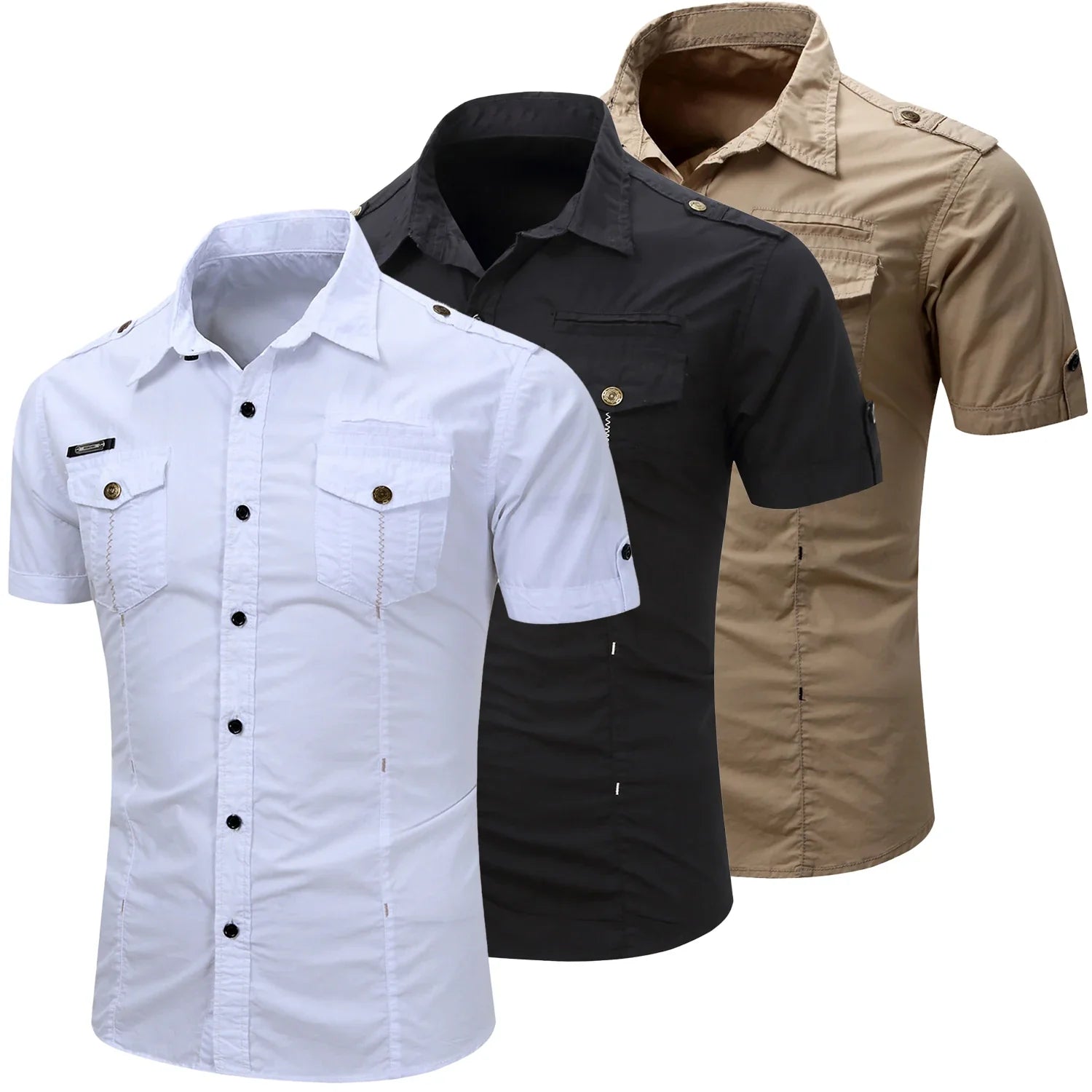 Camicia Cargo in cotone a maniche corte