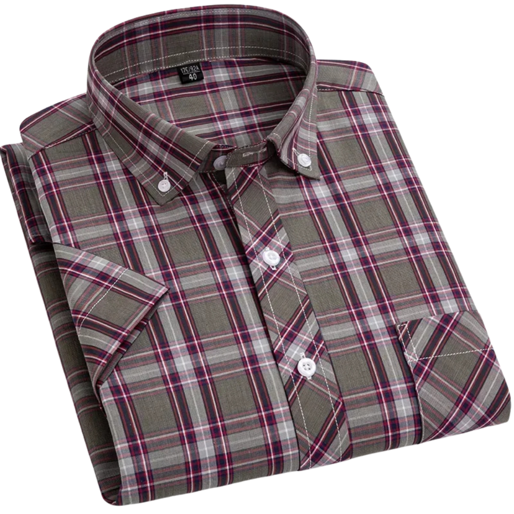Camicia a maniche corte in cotone a scacchi