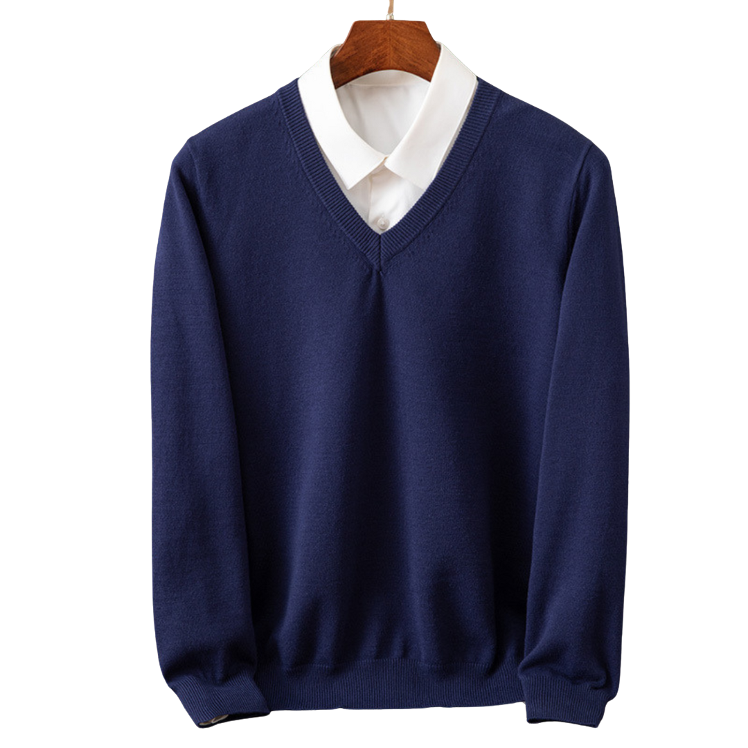 Elegante pullover in cashmere con scollo a V