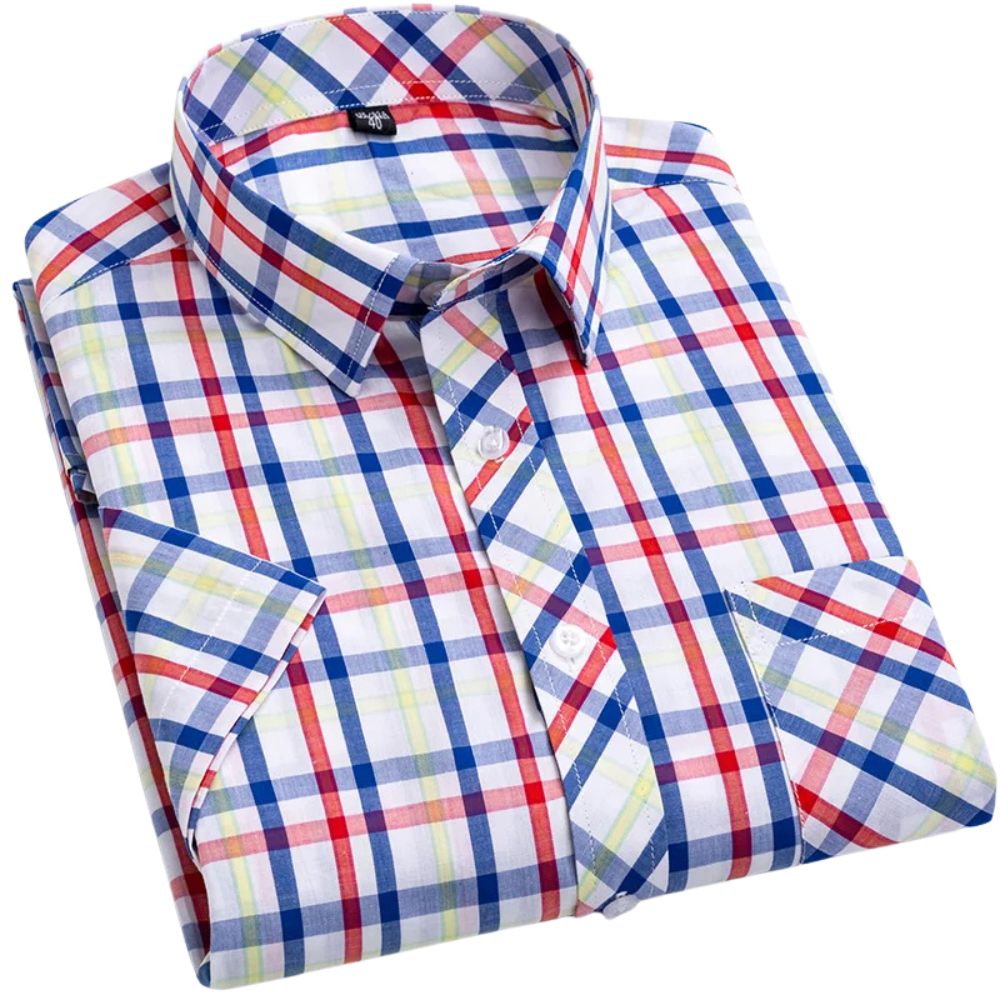 Camicia a maniche corte in cotone a scacchi