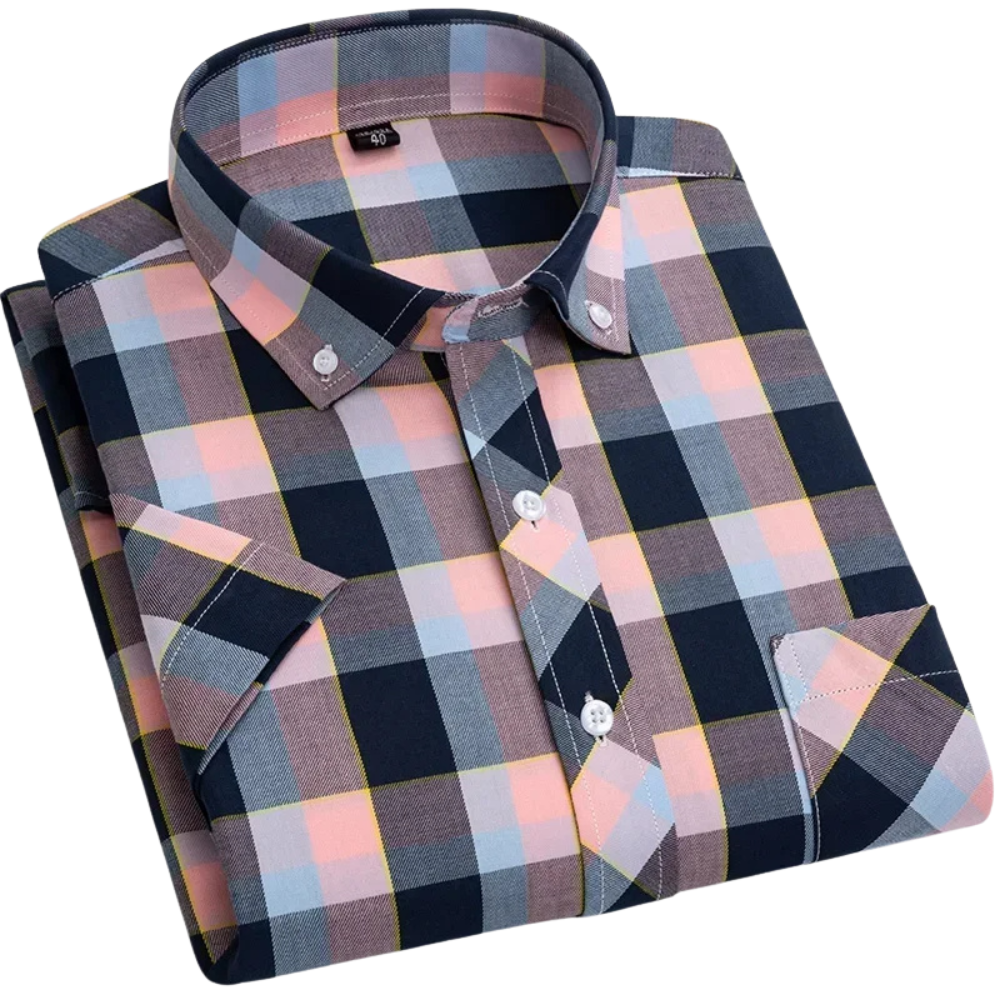 Camicia a maniche corte in cotone a scacchi