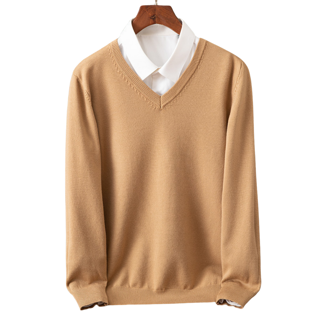 Elegante pullover in cashmere con scollo a V