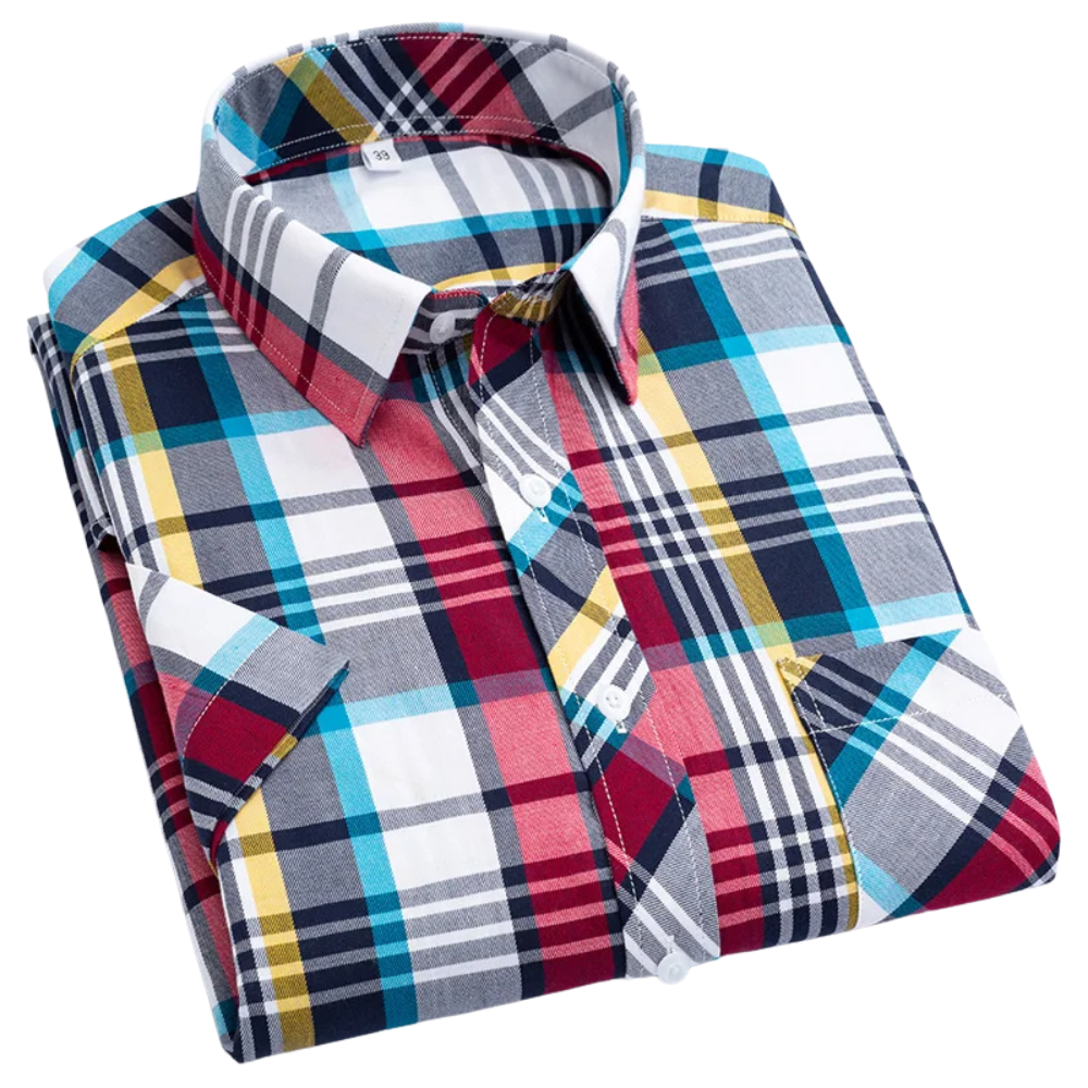 Camicia a maniche corte in cotone a scacchi