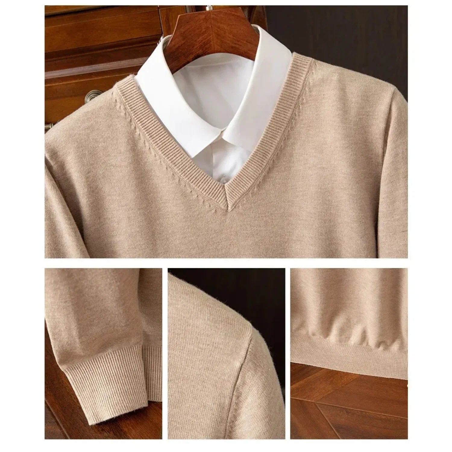 Elegante pullover in cashmere con scollo a V