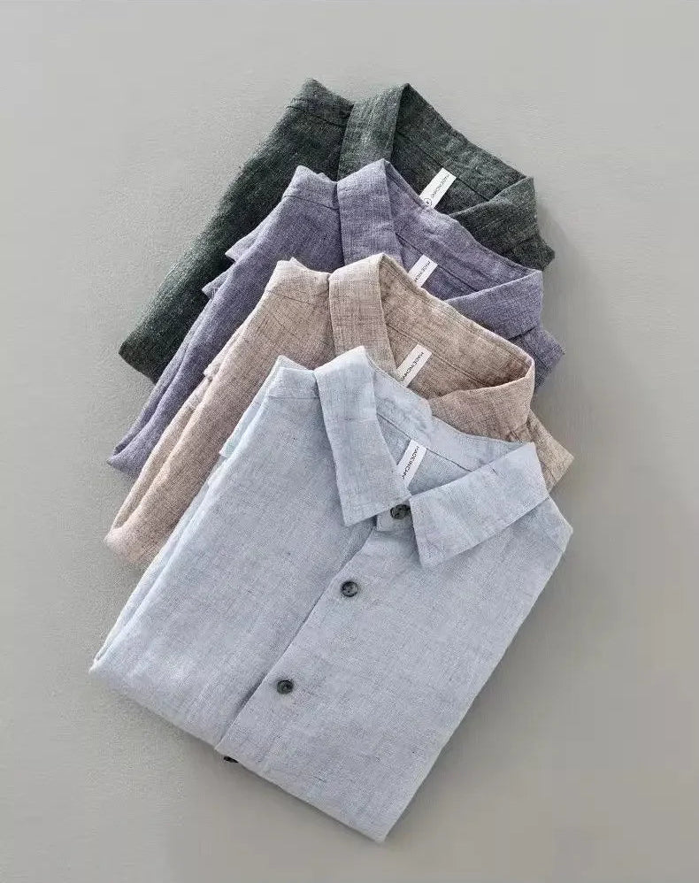 Camicia di lino a maniche corte