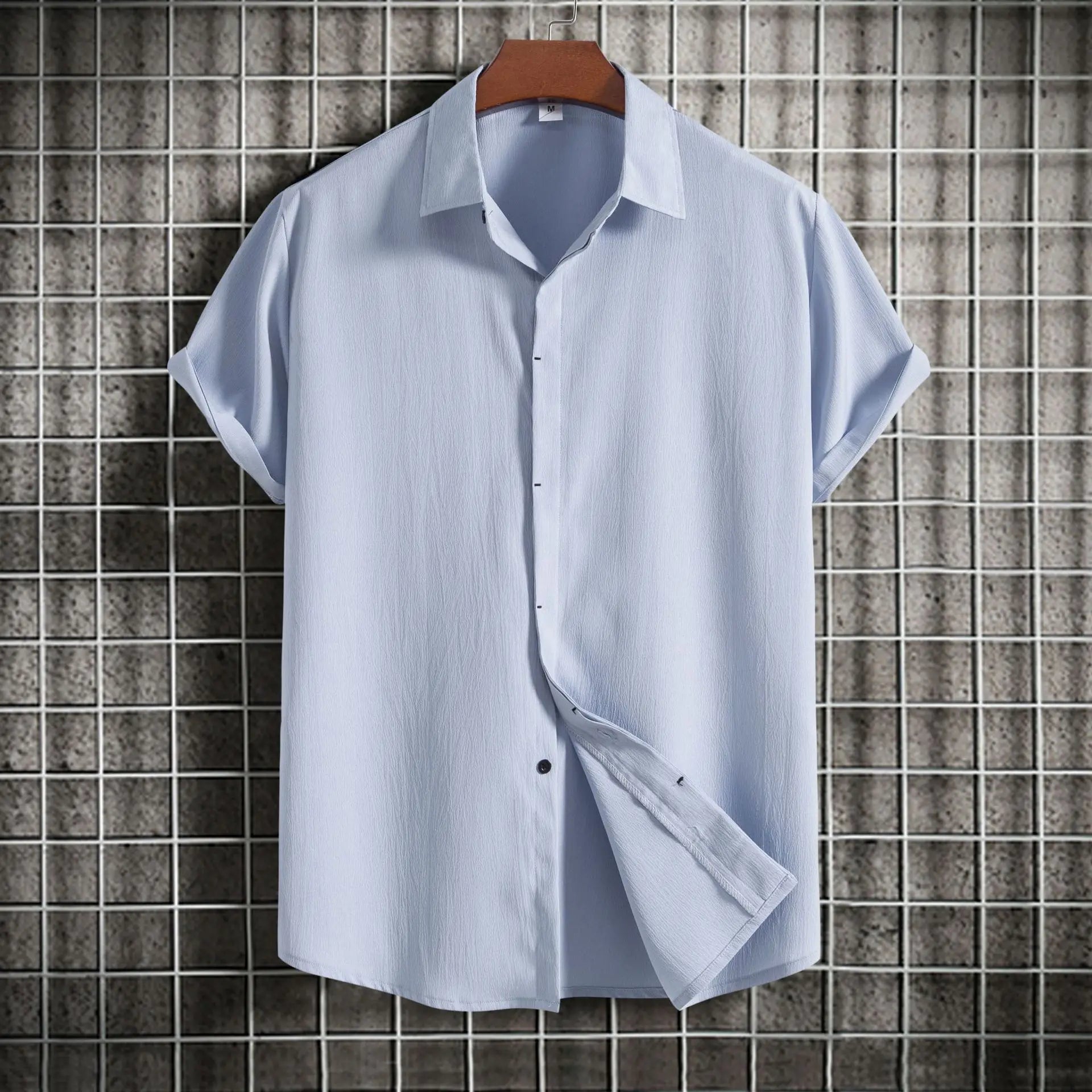 Camicia a maniche corte in cotone e lino