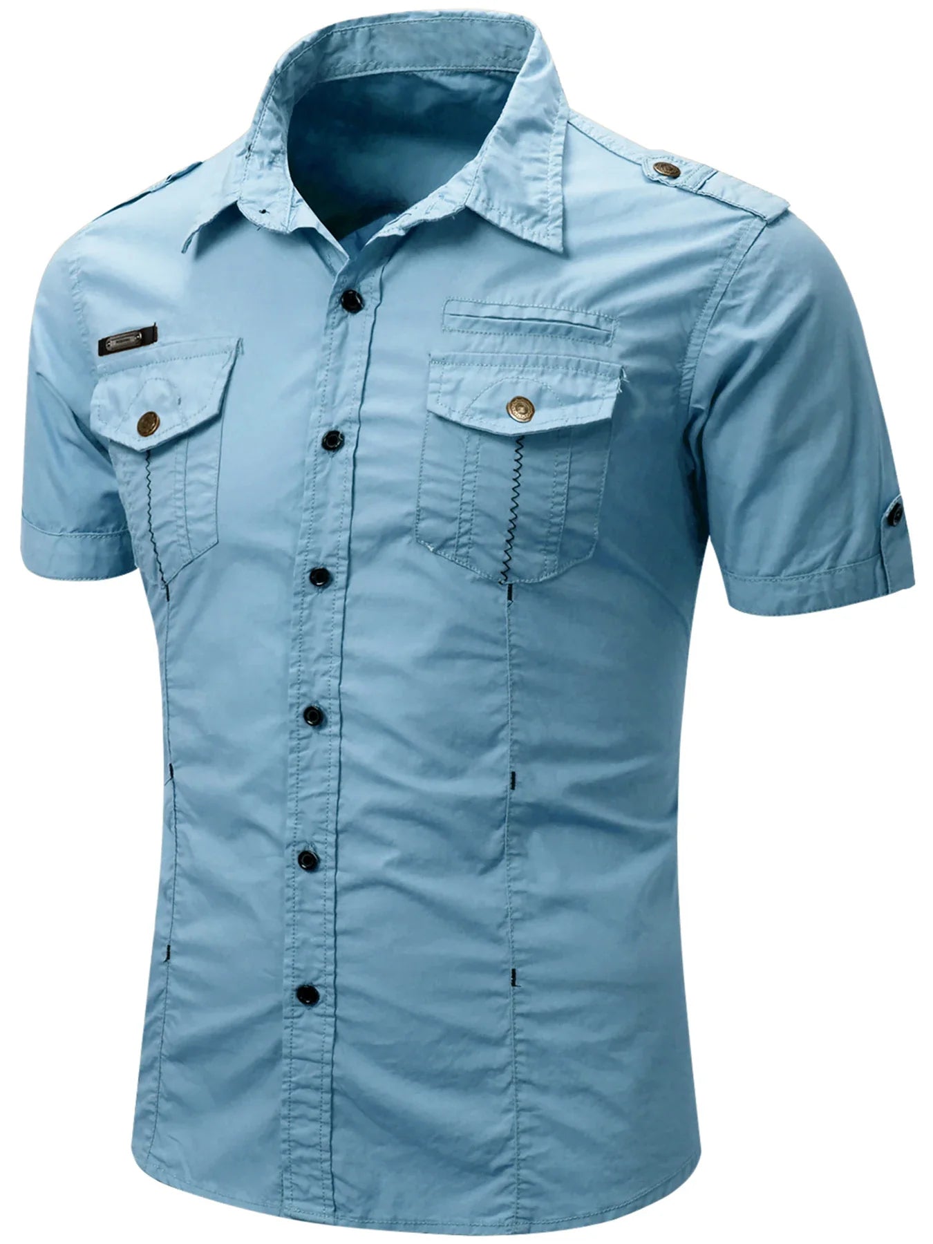 Camicia Cargo in cotone a maniche corte