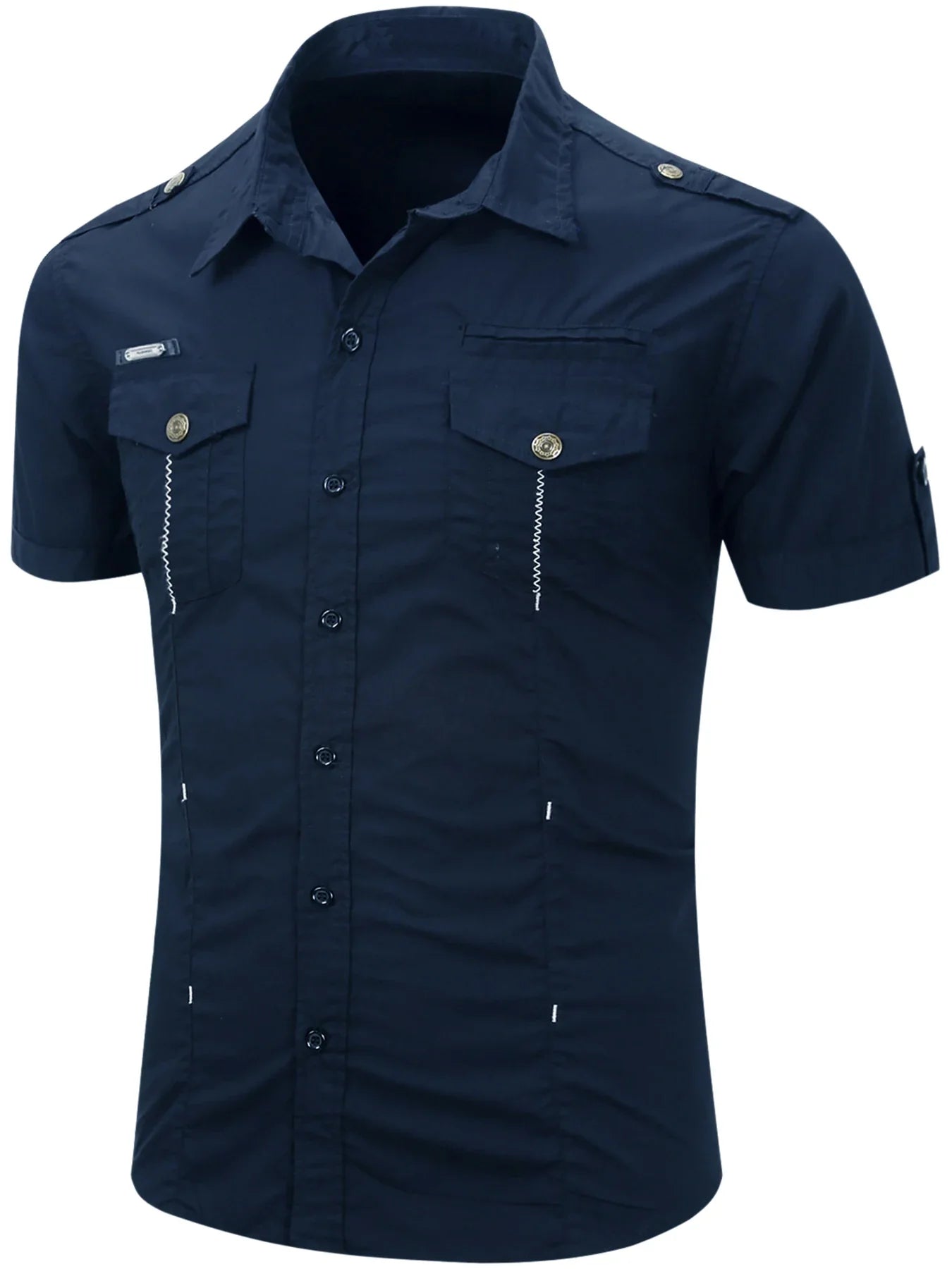 Camicia Cargo in cotone a maniche corte