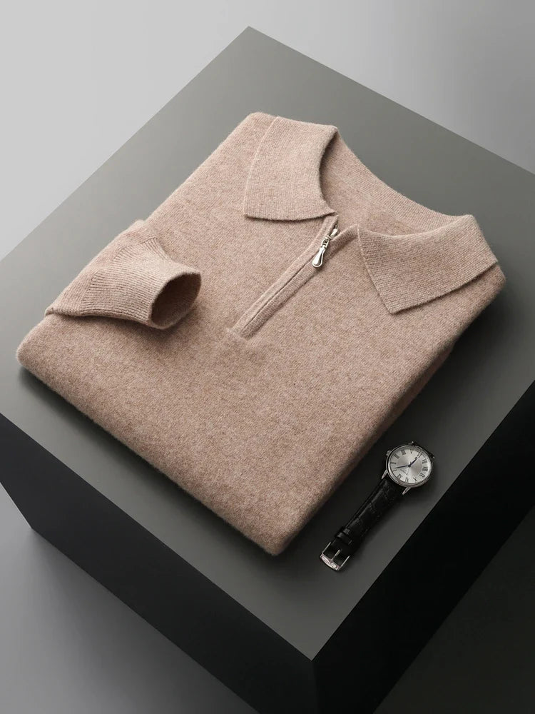 Elegante maglione polo in cashmere