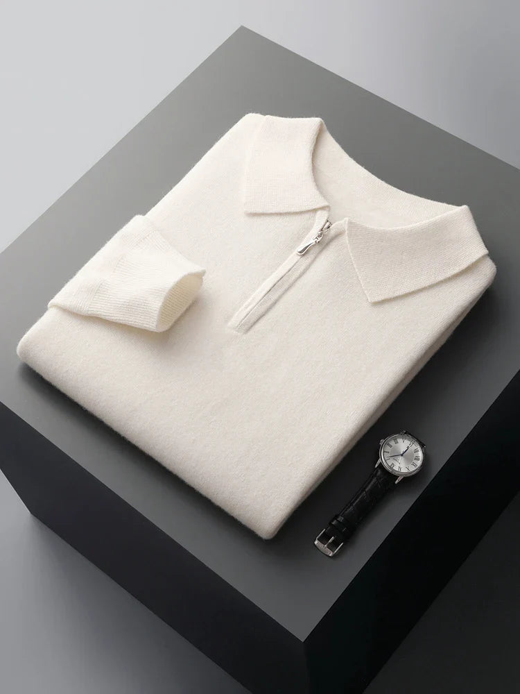 Elegante maglione polo in cashmere