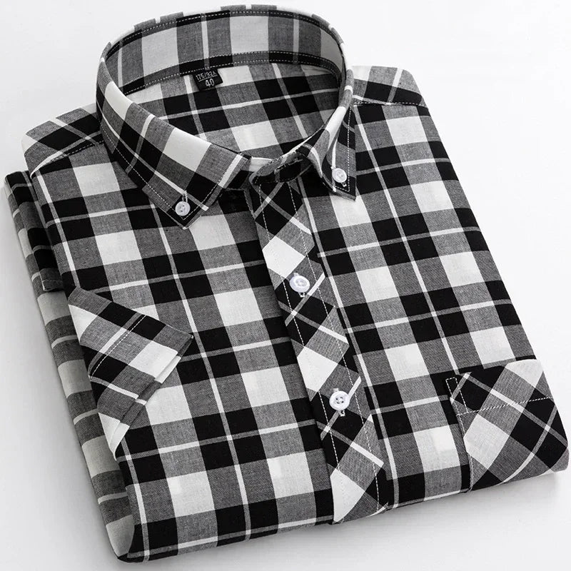 Camicia a maniche corte in cotone a scacchi